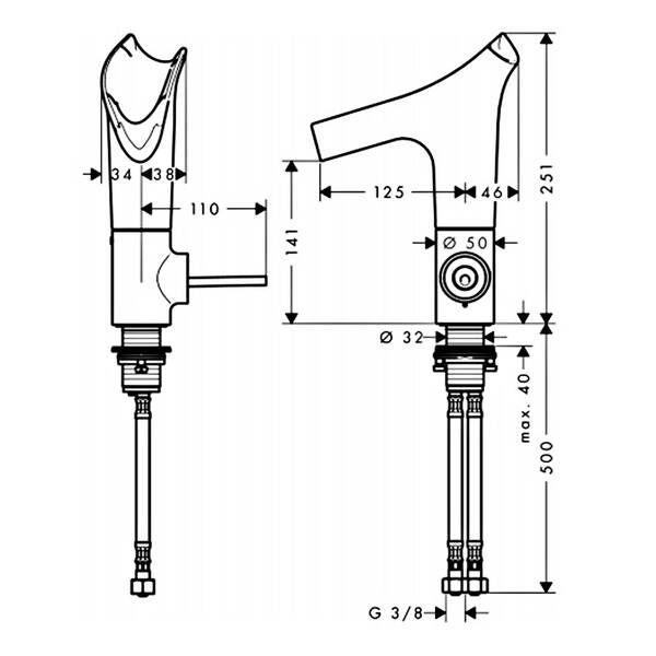 Змішувач для раковини Axor Starck V 12122990 зі скляним виливом, золото полірований, фото 2
