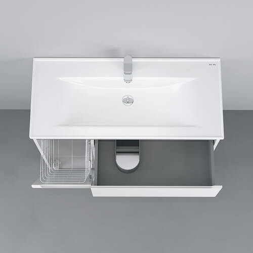 Тумба с раковиной AM.PM X-Joy M85 - FSL10026 - WC10026WG38 напольная, 100 см, с корзиной для белья, левая, фото 3