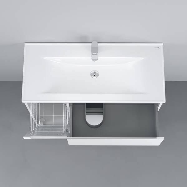 Тумба с раковиной AM.PM X-Joy M85 - FSL10026 - WC10026WG38 напольная, 100 см, с корзиной для белья, левая, фото 3