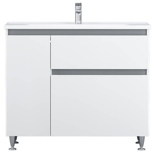 Тумба с раковиной AM.PM X-Joy M85 - FSL10026 - WC10026WG38 напольная, 100 см, с корзиной для белья, левая, фото 1