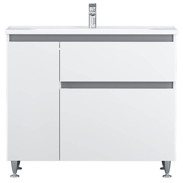 Тумба с раковиной AM.PM X-Joy M85 - FSL10026 - WC10026WG38 напольная, 100 см, с корзиной для белья, левая, фото 1