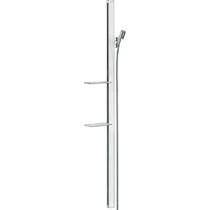 Душова штанга 150 см Hansgrohe Unica E 27645400 з полицями, тримачем-слайдером та душовим шлангом 160 см, білий/хром, фото №1