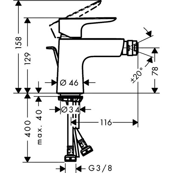 Змішувач для біде Hansgrohe Talis E 71720340 хром чорний матовий, фото 2