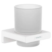 Склянка Hansgrohe AddStoris 41749700 з тримачем, білий матовий, фото №1