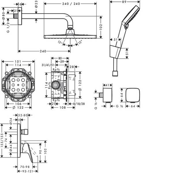 Душевая система скрытого монтажа Hansgrohe Crometta E 27957000, фото 2