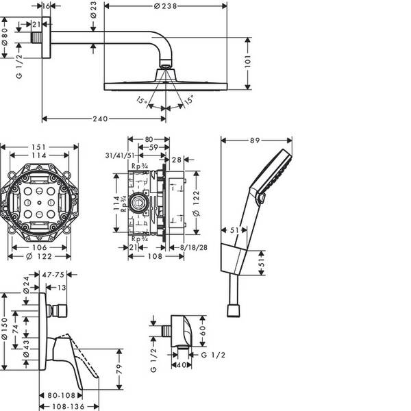 Душова система прихованого монтажу Hansgrohe Crometta S 27958000, фото 2