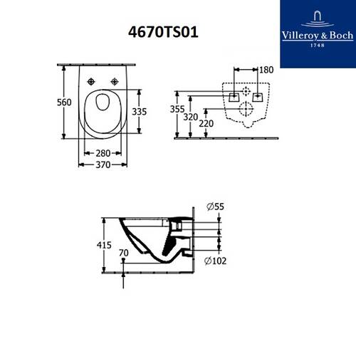 Унитаз подвесной Villeroy&Boch Subway 3.0 4670TS01 с сиденьем Soft Close, фото 4