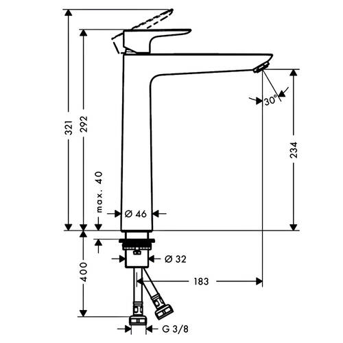 Змішувач для раковини Hansgrohe Talis E 71717670 чорний матовий, фото 2