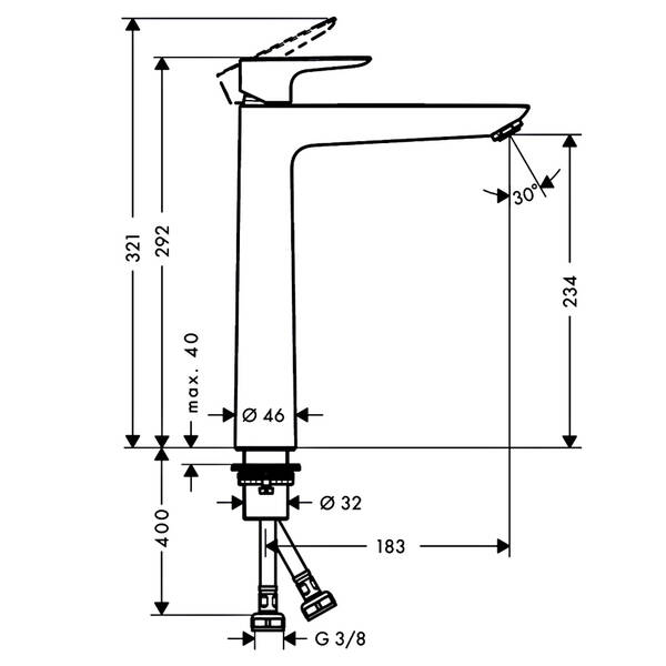 Змішувач для раковини Hansgrohe Talis E 71717670 чорний матовий, фото 2
