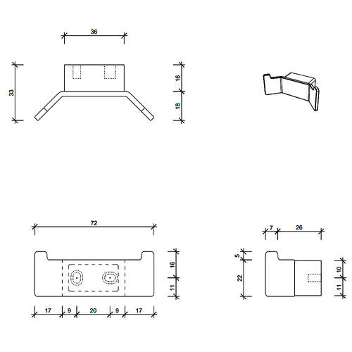 Крючок Decor Walther Contract HAK2 0650400 двойной, хром, фото 2