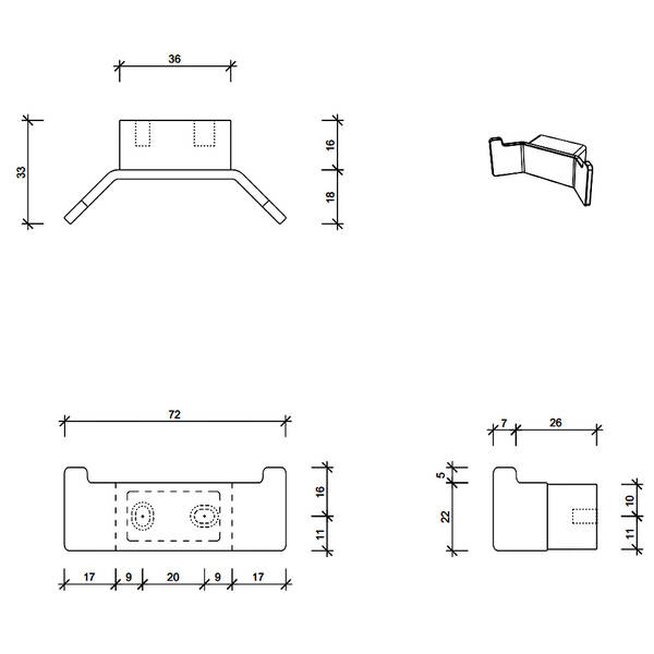 Крючок Decor Walther Contract HAK2 0650400 двойной, хром, фото 2