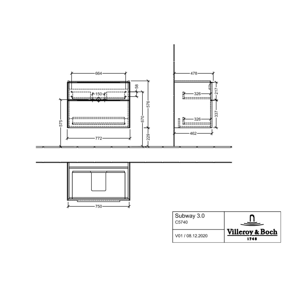 C57400VR Subway 3.0 Тумба, 80 см. Графіт (1 сорт)