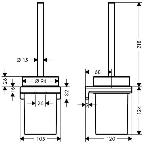 Щітка для унітаза Hansgrohe AddStoris 41752340 з тримачем, хром чорний матовий, фото 2