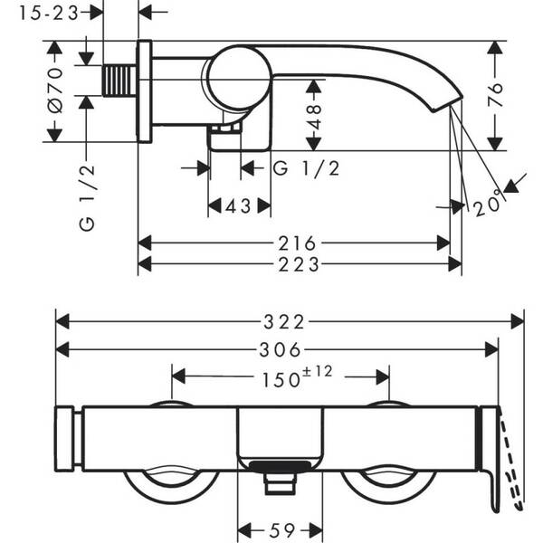 Смеситель для ванны Hansgrohe Vivenis 75420000, фото 3