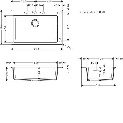 Кухонная мойка Hansgrohe 43313170 (S510-F660) врезная в столешницу, фото 3