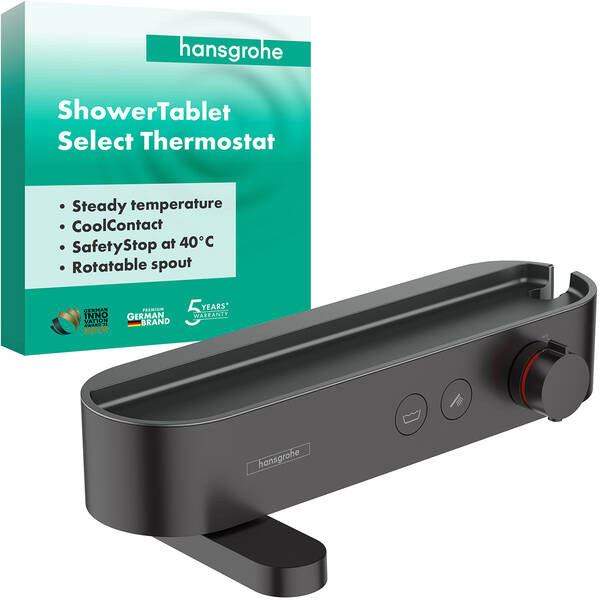 Змішувач для ванни Hansgrohe ShowerTablet 24340670 з термостатом, чорний матовий, фото 2