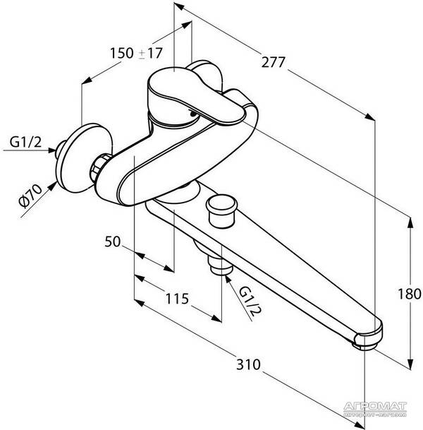 Змішувач для ванни Kludi Objekta 324910575, фото 2