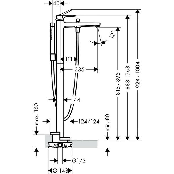 Смеситель для ванны Hansgrohe Metropol 32532700 напольный, белый матовый, фото 2
