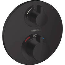 Смеситель скрытого монтажа для ванны/душа Hansgrohe Ecostat S 15758670 с термостатом, на 2 функции, черный матовый, фото №1