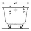 Ванна акриловая Geberit Soana 554.014.01.1 170х75 см, Slim rim, с ножками, фото 4