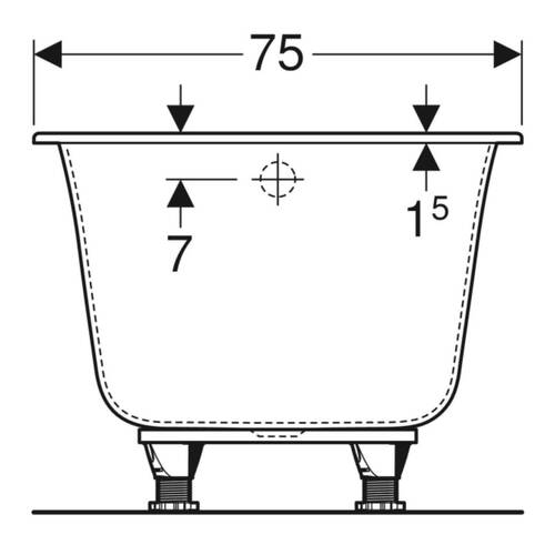 Ванна акриловая Geberit Soana 554.014.01.1 170х75 см, Slim rim, с ножками, фото 4