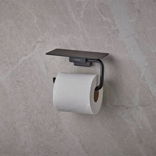 Тримач для туалетного паперу Hansgrohe AddStoris 41772670 з полицею, чорний матовий, фото 3