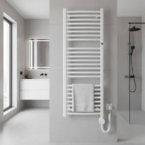 Полотенцесушитель электрический Instal Projekt Omega OMERE-50/90 500х1000 мм с теном YUUKI-03C1 300Вт, белый глянец, фото №1