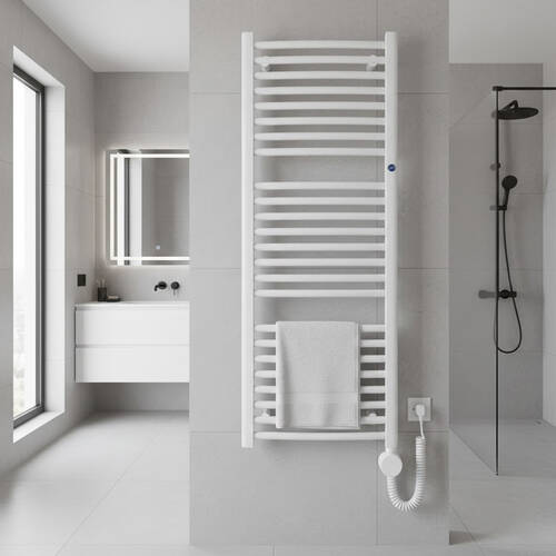 Полотенцесушитель электрический Instal Projekt Omega OMERE-50/90 500х1000 мм с теном YUUKI-03C1 300Вт, белый глянец, фото 1