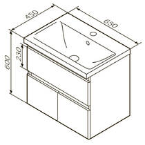 Тумба с раковиной AM.PM X-Joy M85 - FHX0653 - WC0653WG38 подвесная, 65 см, белый глянец, фото №7