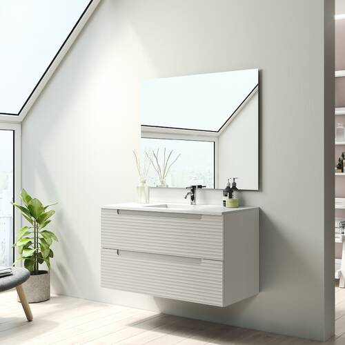 Тумба з раковиною Devit Acqua 088178V підвісна 100 см бежева, фото 2