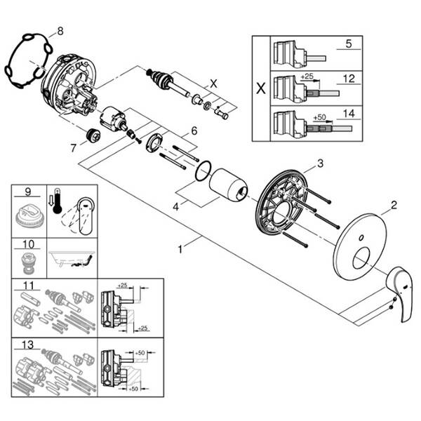 Душова система прихованого монтажу Grohe Tempesta 250 UA26416SC3, фото 15
