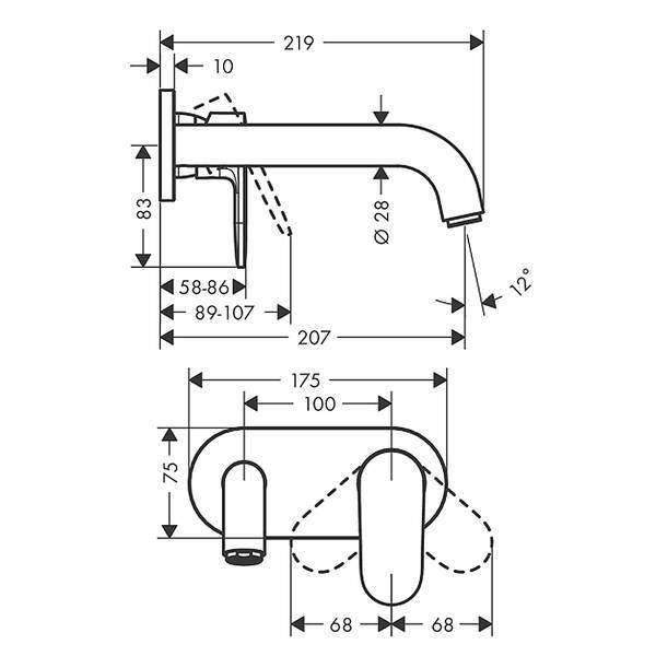 Змішувач прихованого монтажу для раковини Hansgrohe Vernis Blend 71576000 хром, фото 2