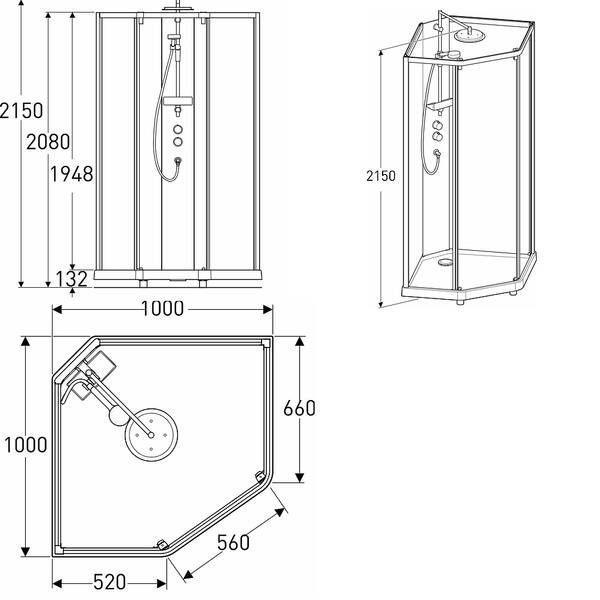 Душевая кабина IDO Showerama 10-5 Comfort 558.486.00.1 100х100 см профиль хром, прозрачное и матовое стекло, с поддоном, фото 2