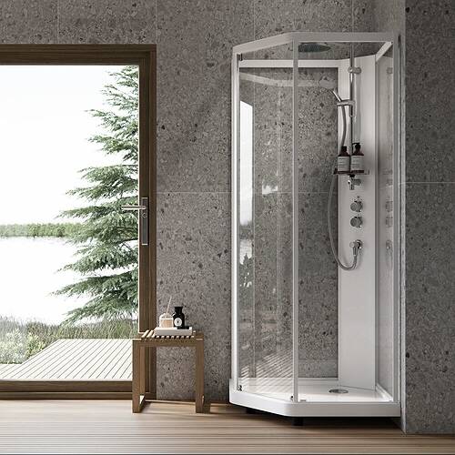 Душевая кабина IDO Showerama 10-5 Comfort 558.486.00.1 100х100 см профиль хром, прозрачное и матовое стекло, с поддоном, фото 3