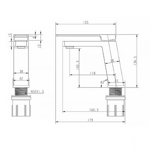 Смеситель для раковины Devit Linea 150W1245B, фото 2