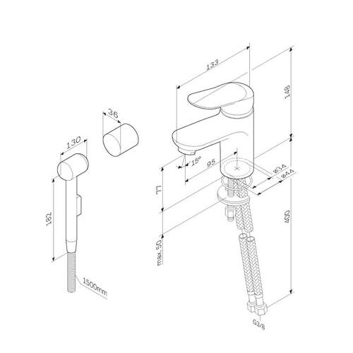 Смеситель для раковины АМ.РМ Sunny F85C03000 с гигиеническим душем, фото 6