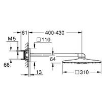 Верхній душ Grohe Rainshower SmartActive Cube 26479AL0 з кронштейном 430 мм, графіт, фото №4