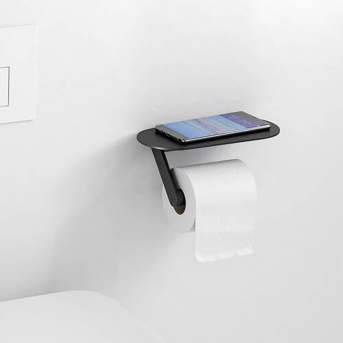 Тримач для туалетного паперу Hansgrohe WallStoris 27928670 з полицею, чорний матовий, фото 3
