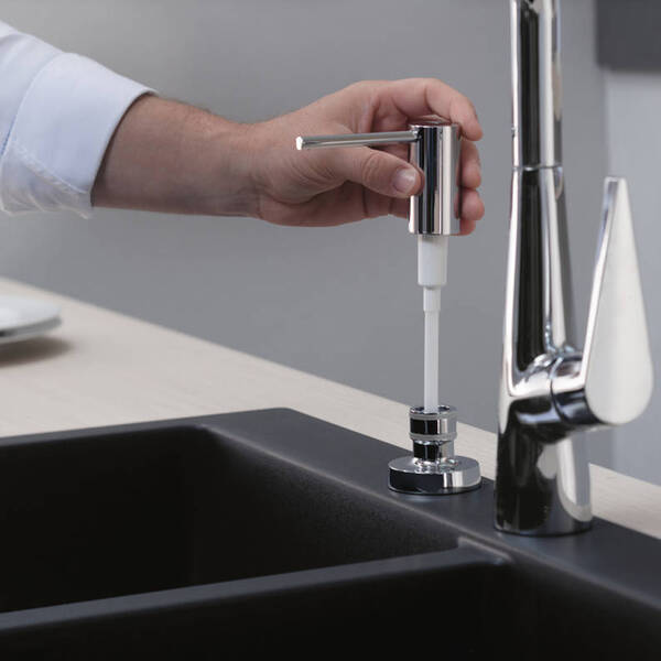Дозатор для рідкого мила Hansgrohe 40438670 A41 вбудований чорний матовий, фото 3