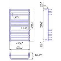 Полотенцесушитель водяной Mario Гера-Люкс 800х500/470 800х500 мм полированная нержавеющая сталь, фото №2
