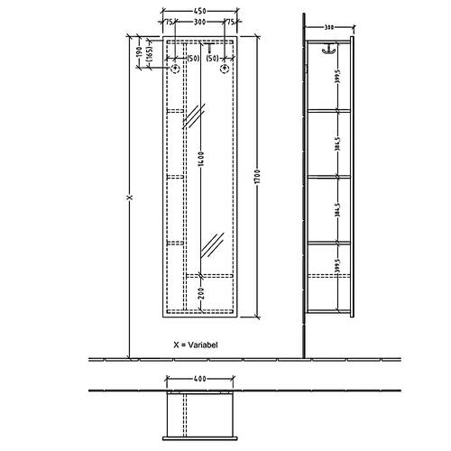 Зеркальный шкаф Villeroy&Boch Subway 3.0 C59600VE 1700х450 мм, фото 2