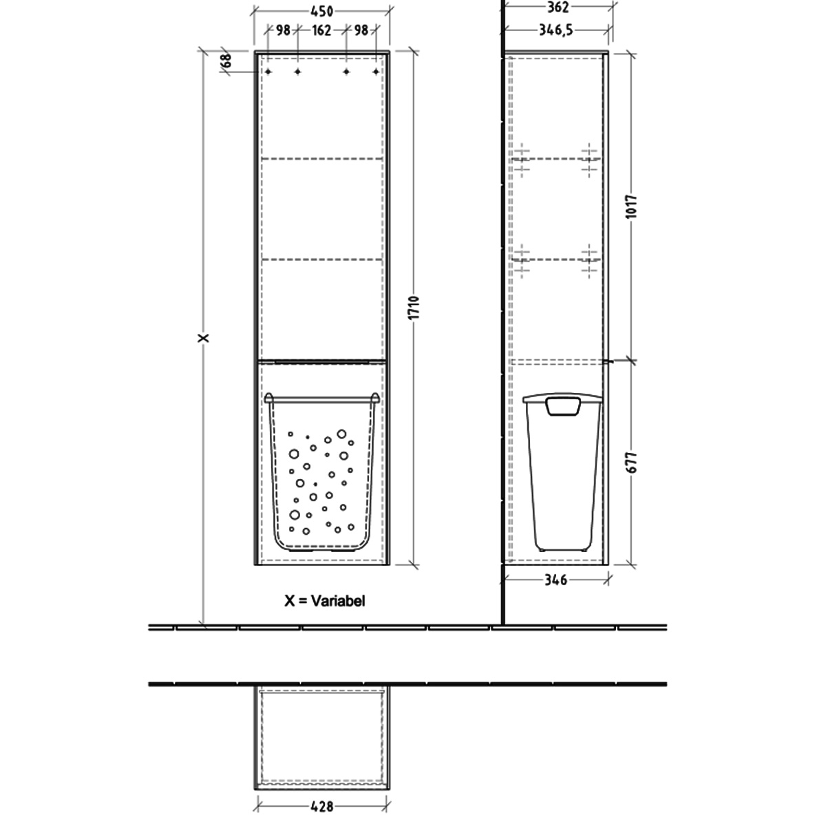 C59302VR SUBWAY 3.0 Шафа, 1710х400, Графіт (1 сорт)