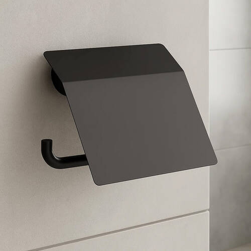 Тримач для туалетного паперу Hansgrohe AddStoris 41753670 з кришкою чорний матовий, фото 1