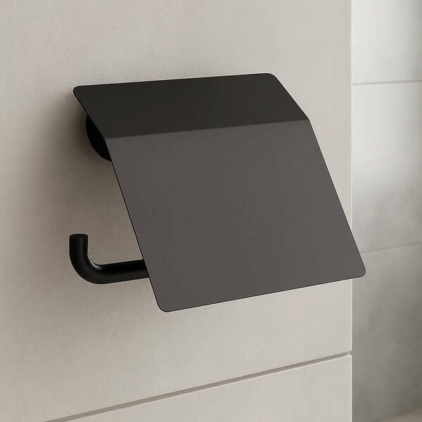 Тримач для туалетного паперу Hansgrohe AddStoris 41753670 з кришкою чорний матовий, фото 1