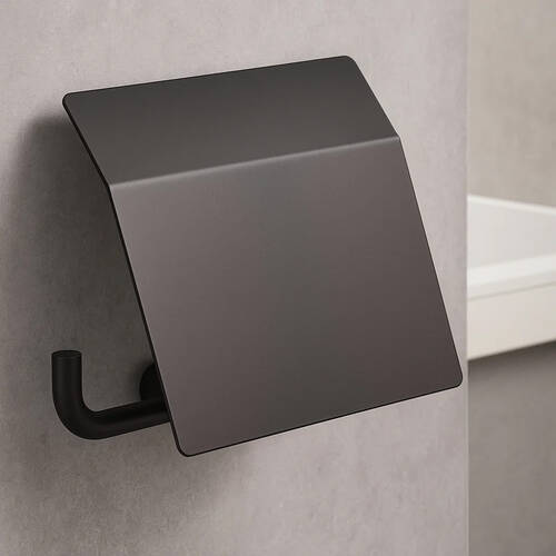 Тримач для туалетного паперу Hansgrohe AddStoris 41753670 з кришкою чорний матовий, фото 4