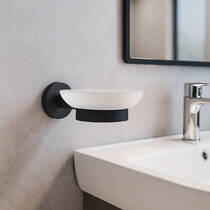 Мыльница Аква Родос Gloria 8122 с держателем черный матовый, фото №1