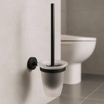 Щітка для унітаза Аква Родос Gloria 8129 скло, чорна матова, фото №1