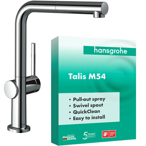 Змішувач для кухні Hansgrohe Talis M54 72808000 з висувним виливом, хром, фото 2