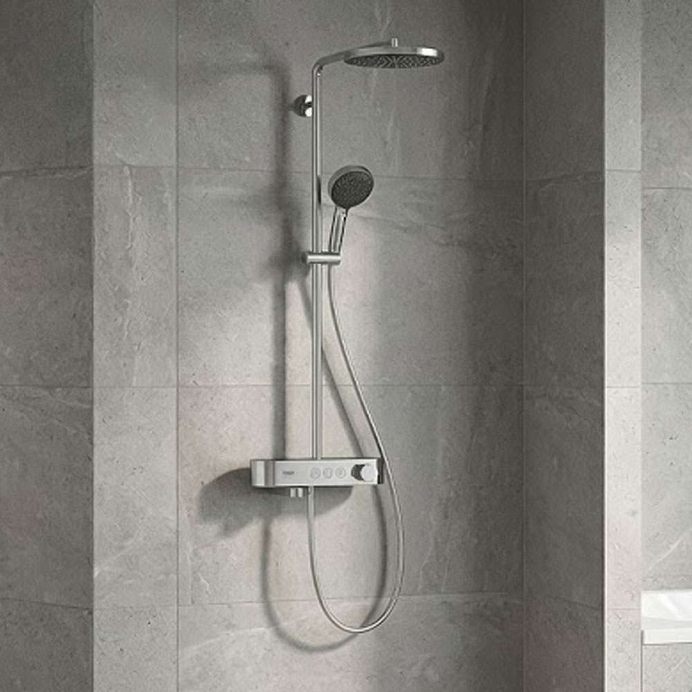 24230000 HG Pulsify Душова система Showerpipe 260 1jet з термостатом для ванни ShowerTablet 400, хром (1 сорт)
