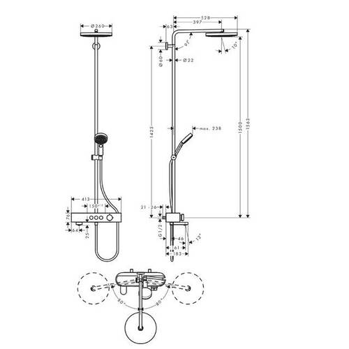 Душевая система Hansgrohe Pulsify Showerpipe 260 1jet 24230000 с термостатом, фото 2